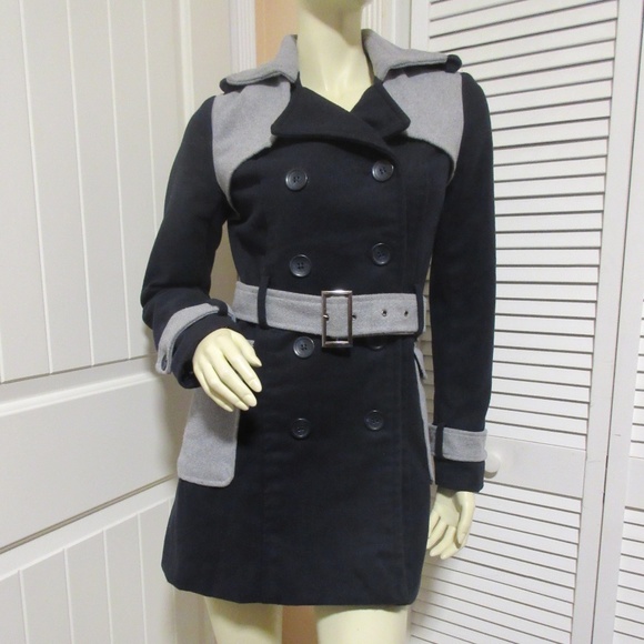 Yoki Womens Peacoat Coat Double-Breasted Jacket S Navy Blue Preppy Academia Chic - Picture 2 of 8